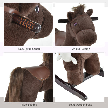 US Local Kids Plush Ride-On Rocking Horse with Bear Toy