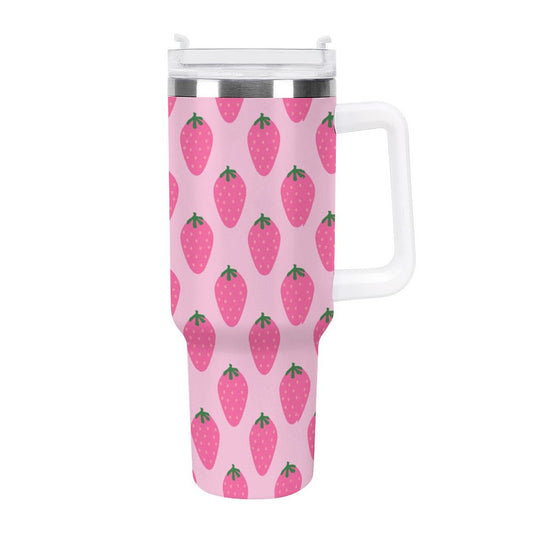 PHDT00494 POD US Local Tumbler 40oz Large Capacity Car Cup Pink, Strawberry