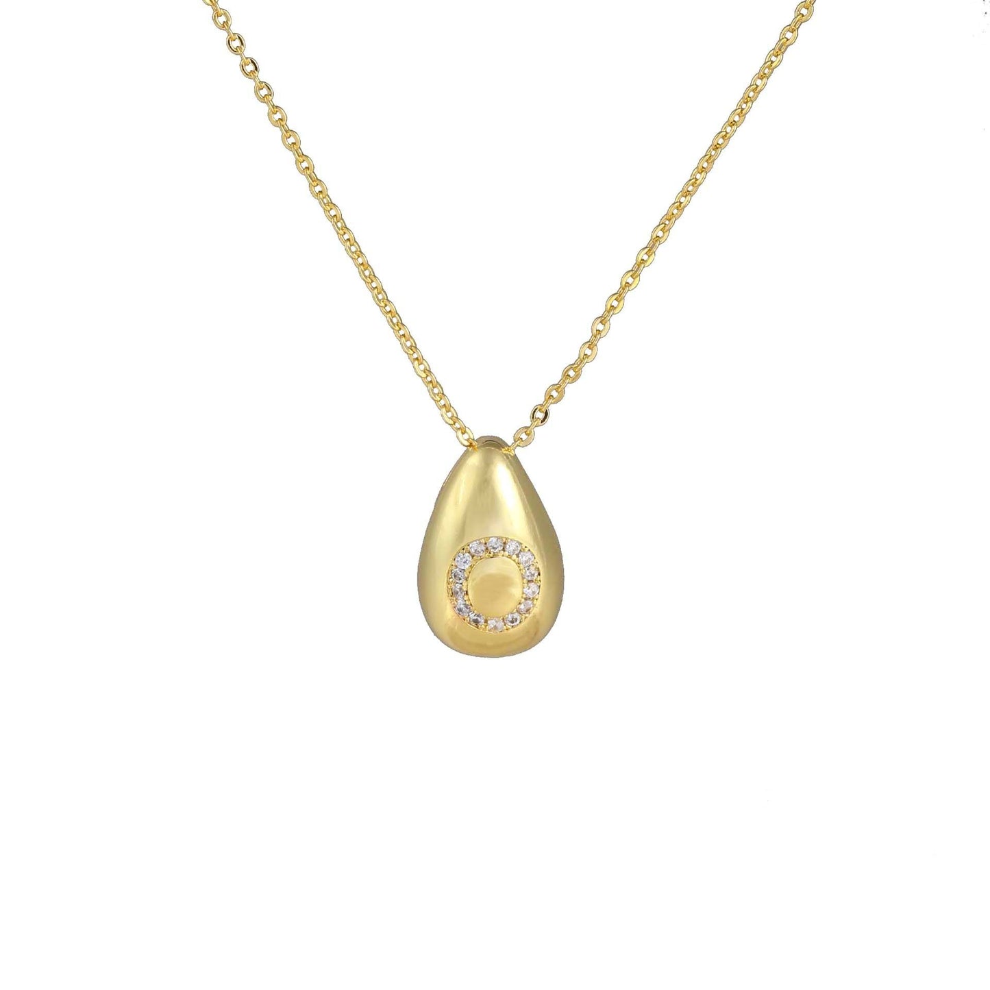 Glossy Water Drop 26 English Letter Pendant Copper-plated Gold Simple Pendant Female