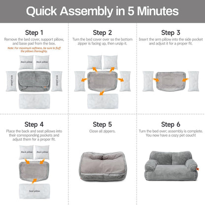 MEWOOFUN Plush Cat Bed For Indoor Cats - Washable 26x19x13 Inch Pet Couch With Non-Slip Bottom, Fluffy Small Dog Bed For Puppies & Kittens, Blue