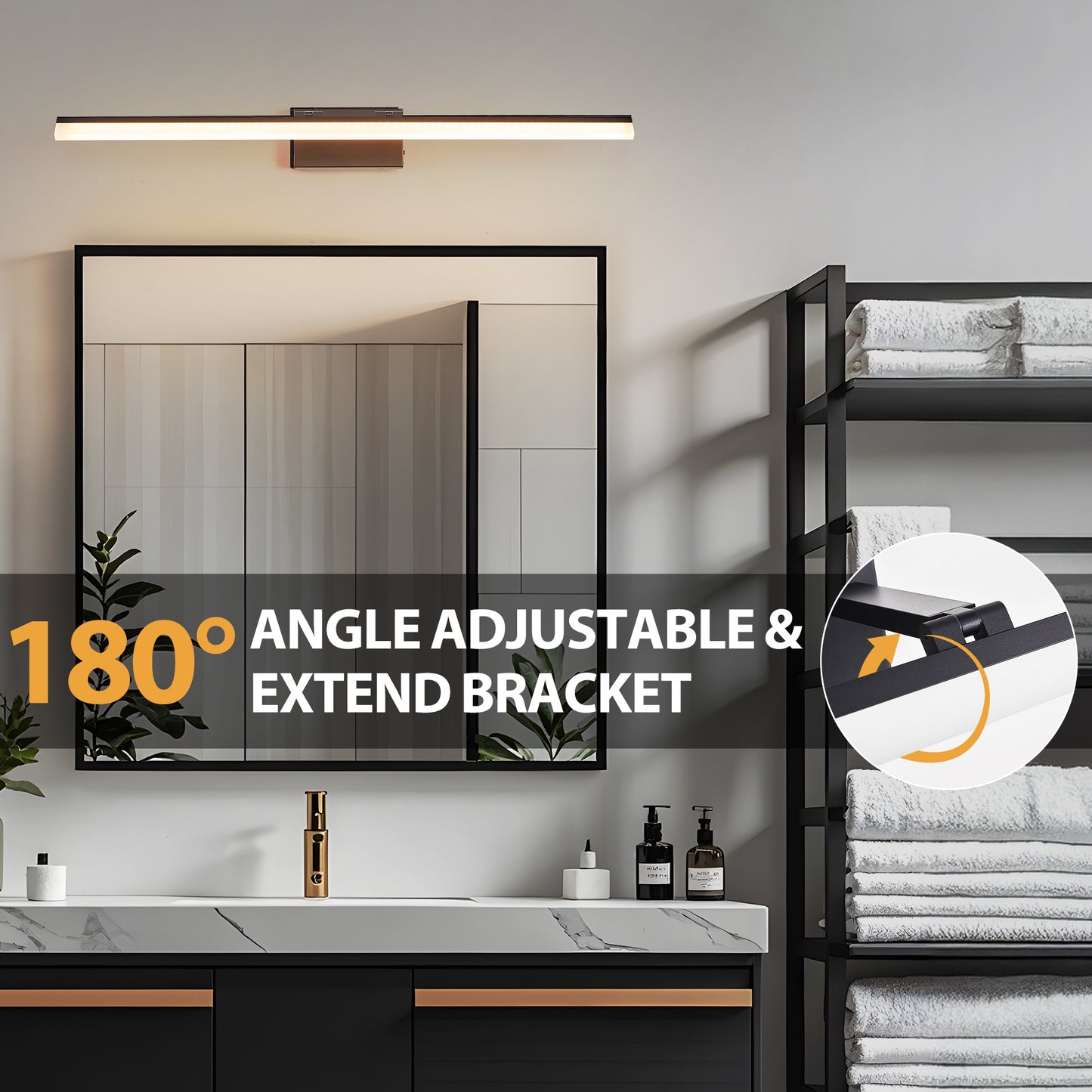 US Local 39 Inch Modern LED Bathroom Vanity Light -Sleek Black Metal Wall Light For Mirror, Dressing Room Or Sink Area