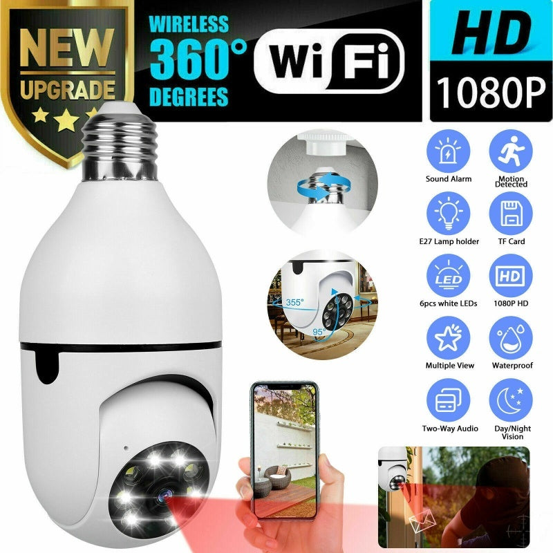 US Local IR E27 Light Bulb Camera 1080P HD Wireless Wifi Smart Home Security Camera