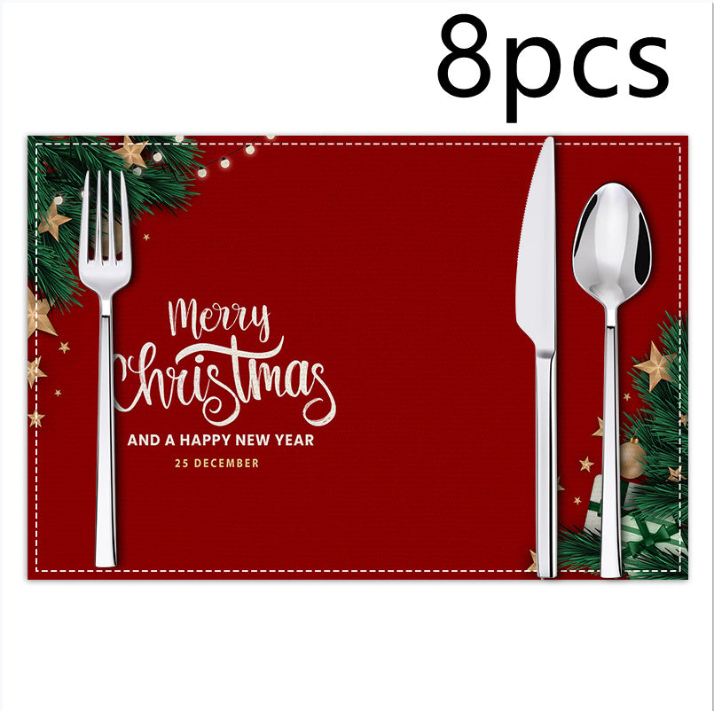 Christmas Linen Placemat Holiday Blessing Letters
