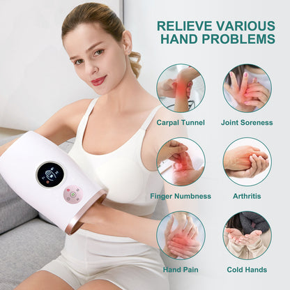 US Local 3-Speed Hand Massager With Heat, Air Compression & 30-Min Timer, Portable & Relaxing