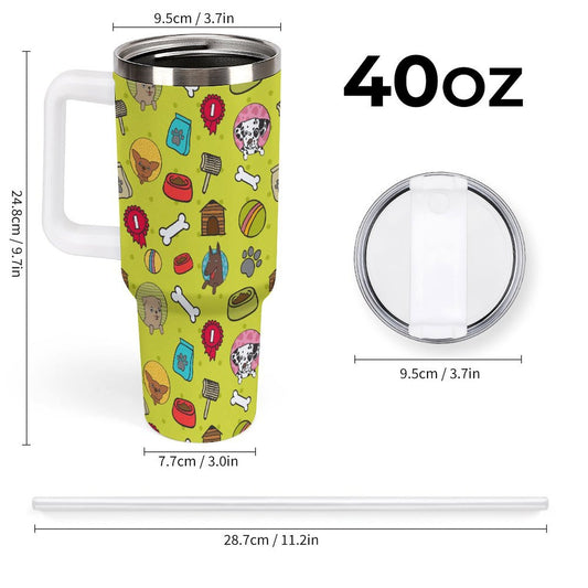 PHDT00383 POD US Local Tumbler 40 oz Large Capacity Car Cup Green, Dog, Bone