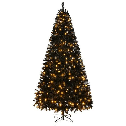 US Local 6 FT Pre-lit Artificial Christmas Tree, Hinged Xmas Pine Tree With 900 Branch Tips, 250 Lights And Remote Control For Holiday Party Office Home, Black