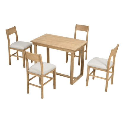 US Local TOPMAX Farmhouse 5-Piece Counter Height Dining Set, 1 Table & 4 Chairs