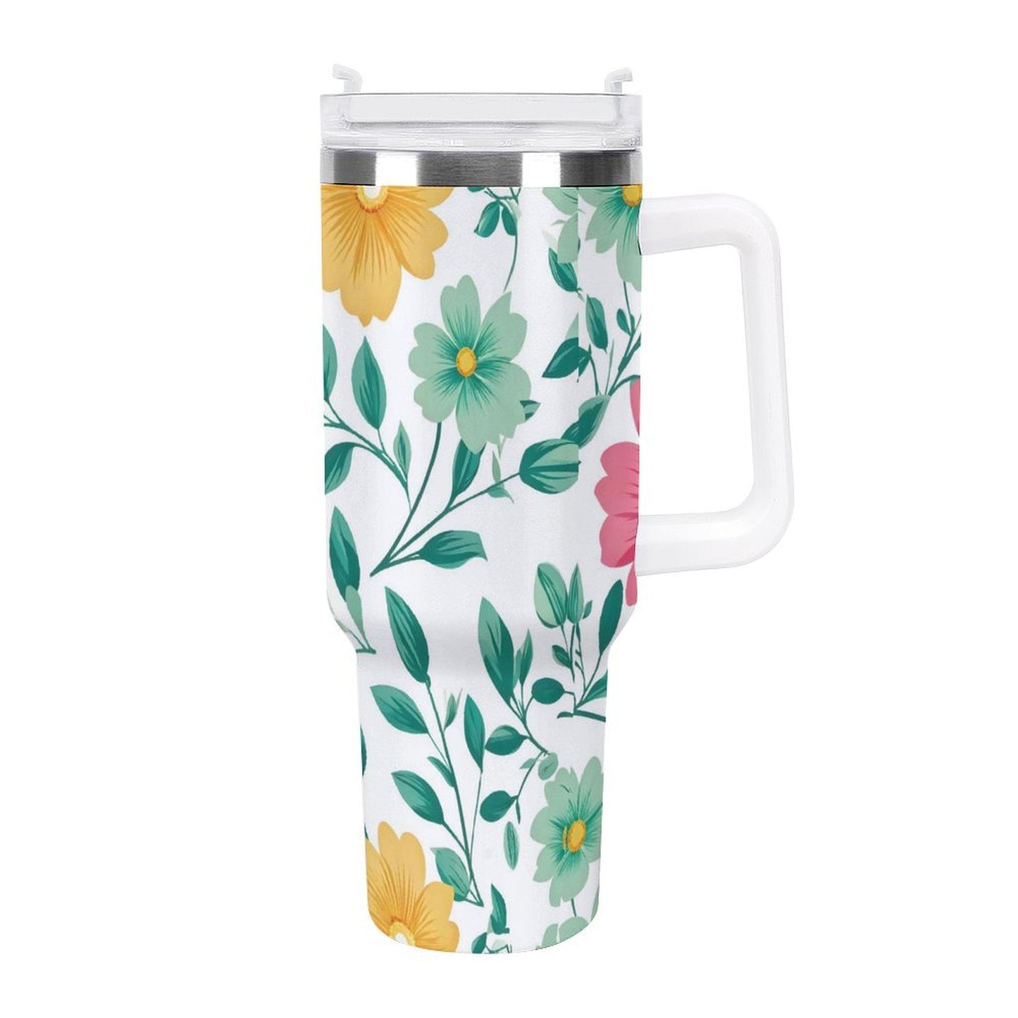 PHDT00372 POD US Local Tumbler 40 oz Large Capacity Car Cup Flowers, Leaves, Spring