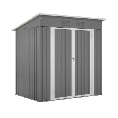 US Local 6'x4' Outdoor Metal Storage Shed For Garden Tools Lockable Door With Floor Frame