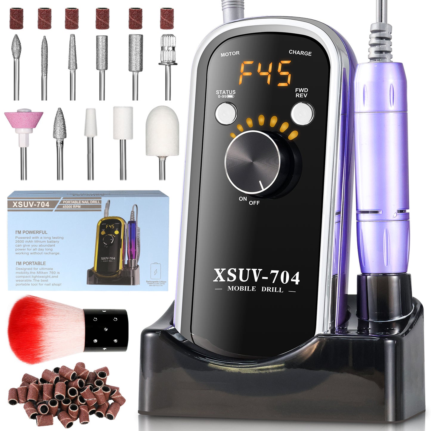 US Local Professional Rechargeable Electric Nail Drill 40000 RPM, Portable Nail File With Storage Stand For Acrylic Gel Polishing Removing - Easy To Use For Women, Manicure At Home DIY Or Salon