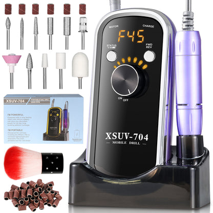 US Local Professional Rechargeable Electric Nail Drill 40000 RPM, Portable Nail File With Storage Stand For Acrylic Gel Polishing Removing - Easy To Use For Women, Manicure At Home DIY Or Salon