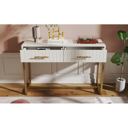 UK Local Dressing Table With 2 Drawers 75 Cm High ,Chest Of Drawers Bedroom Highboard White Sideboard Chest Of Drawers For Bedroom, White  H76.5 W100 D45 Cm