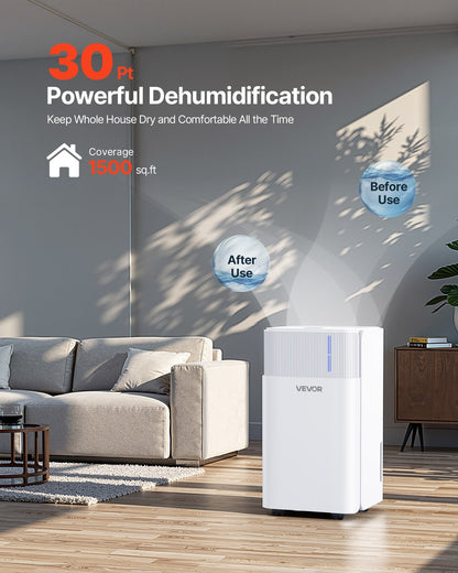 US Local 30 Pints Dehumidifier For Home And Basement Smart Humidity Low Noise For Room
