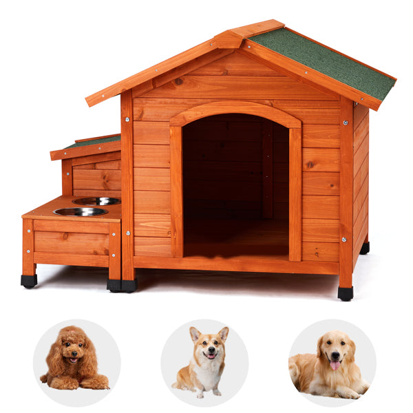 US Local 88x106x77cm Green Asphalt Roof Golden Red Main Body Fir House Type Cat And Dog House