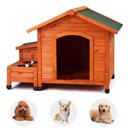 US Local 88x106x77cm Green Asphalt Roof Golden Red Main Body Fir House Type Cat And Dog House