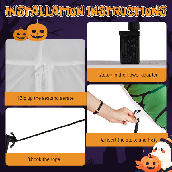 2PCS 3ft Green Eyed Ball ,2 White LED Lights Halloween Inflatable Decoration 12V