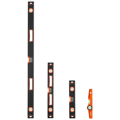 US Local 4-Piece Torpedo Level 48 24 16 10 Inch Aluminum Alloy Body With Bubble Vials
