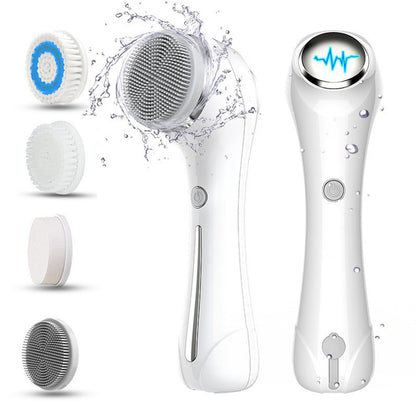 US Local Facial Cleansing Brush, Brush For Exfoliating, IPX7 Waterproof 3 In 1 For Massaging, Deep Cleansing Rechargeable With 4 Brush Head Replacements, White