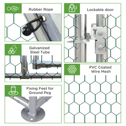 Large Chicken Coop Chicken Run with Waterproof and Anti-UV Cover