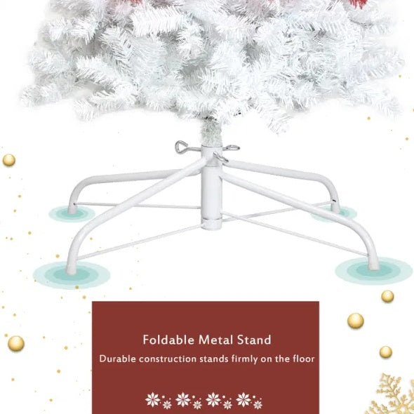 US Local 6FT Hinged Fir Artificial Fir Bent Top Christmas Tree, Xmas Tree Bendable Santa Hat Style Christmas Tree Holiday Decoration,1250  Branch Tips, 300 LED Lights X-mas