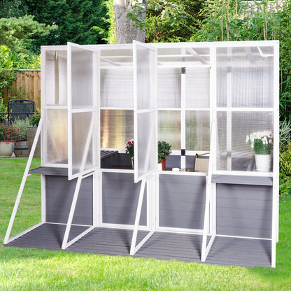 US Local Wooden Lean-to Greenhouse For Outdoors, Heavy Duty Walk-in, For Winter