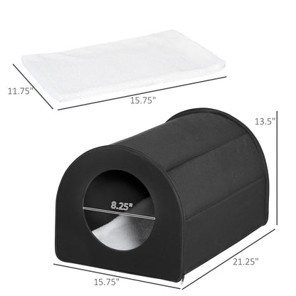 US Local Winter Portable Heated Double Wide Water-Resistant Indoor Outdoor Cat Houses For Multiple Cats - Black