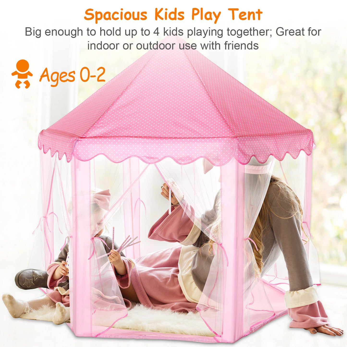 US Local 1Pc Kids Play Tents Princess For Girls Princess Castle Children Playhouse Indoor Outdoor Use With Carry Case