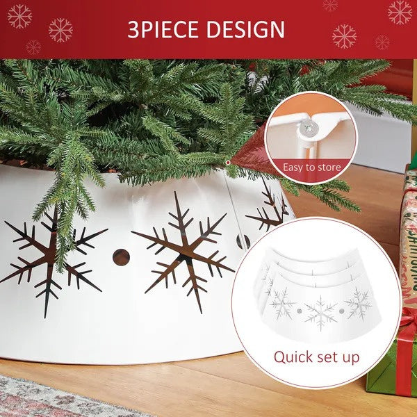 CA Local 26 Christmas Tree Base Cover, Christmas Tree Collar With Hollow Snowflake Patterns For Home Decoration, White