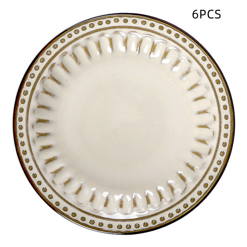US Local Ceramic Creative Western Food Plate Steak Spaghetti Plate Creative Western Food Plate Set Of 6 For Cereal, Salad, Pasta, Soup, Dessert, Serving