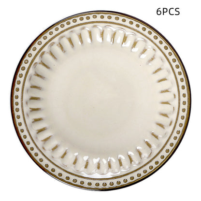 US Local Ceramic Creative Western Food Plate Steak Spaghetti Plate Creative Western Food Plate Set Of 6 For Cereal, Salad, Pasta, Soup, Dessert, Serving