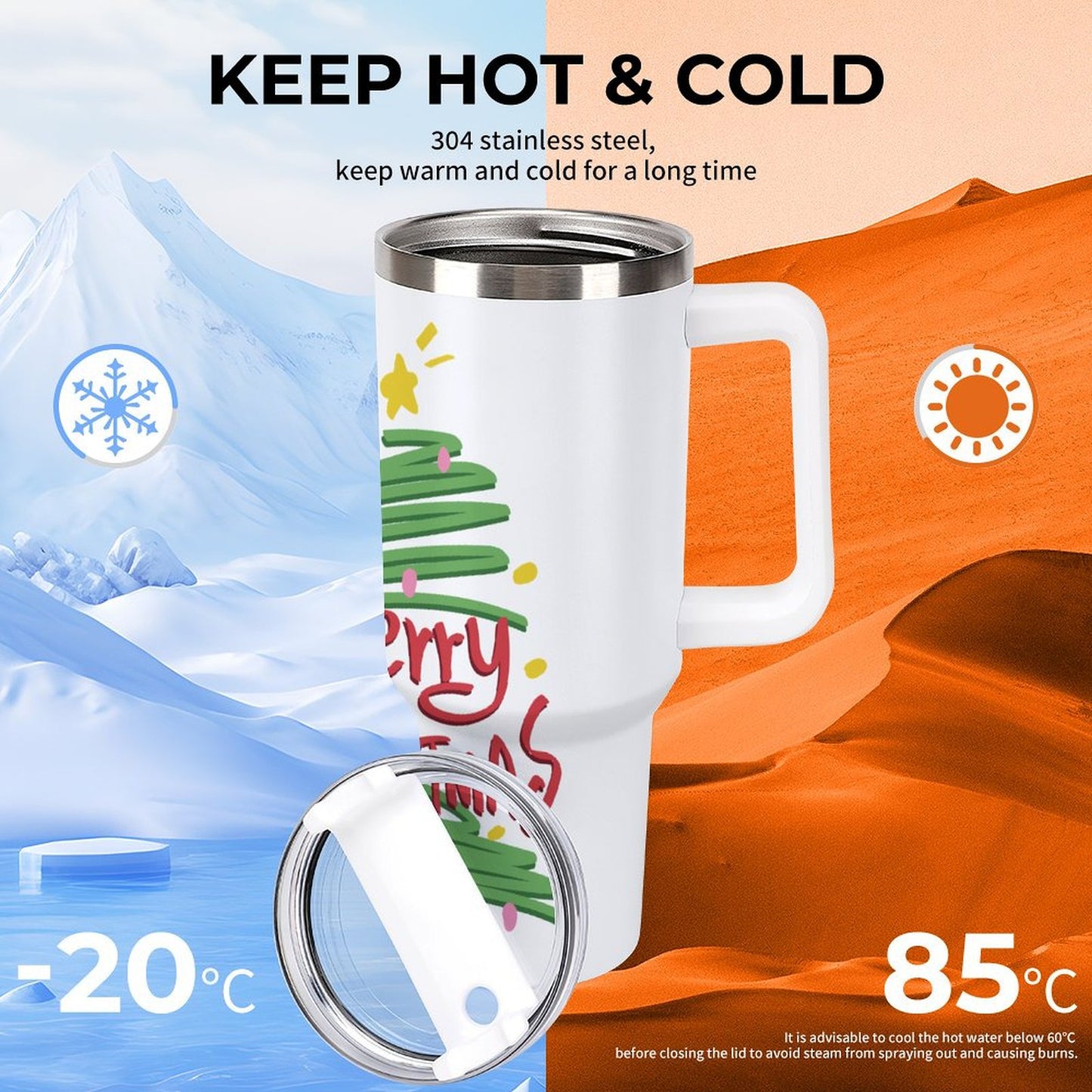 PHDT00319 POD US Local Tumbler 40 oz Large Capacity Car Cup Christmas Tree