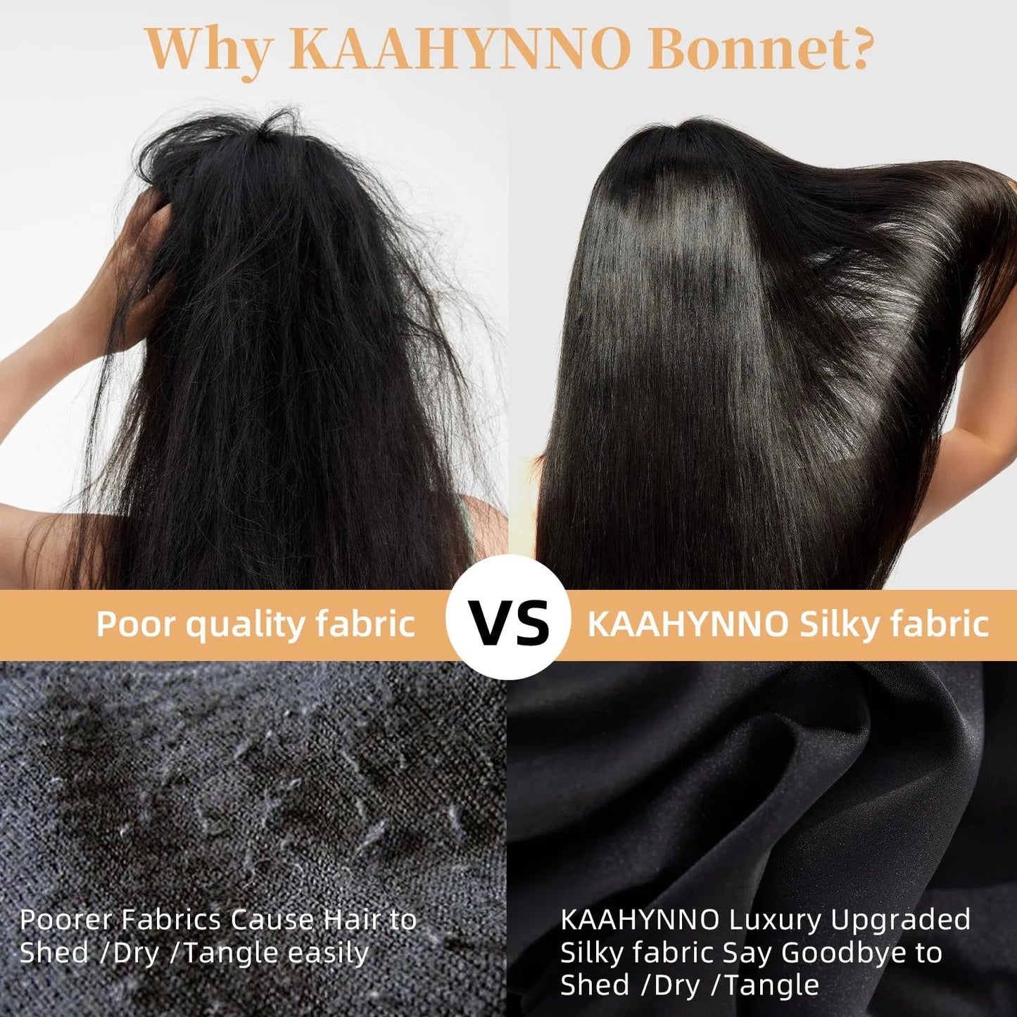 US Local Silk Bonnet For Sleeping Women, Satin Hair Bonnet For Sleeping For Wavy Curly Natural Hair Women Men - Black