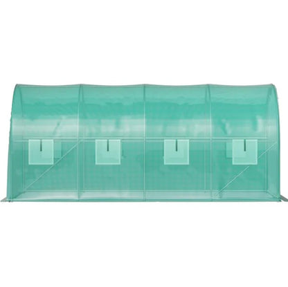 US Local VEVOR Walk-in Tunnel Greenhouse, 14.8 X 6.6 X 6.6 Ft Portable Plant Hot House W  Galvanized Steel Hoops, 1 Top Beam, Diagonal Poles, Zippered Door   8 Roll-up Windows, Green