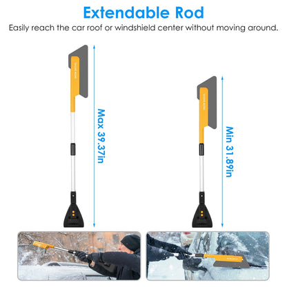 US Local 1Pc 3 In 1 Car Snow Removal Shovel With Lights Car Snow Removal Tool Telescopic Windshield Ice Scraper Snow Brush Shovel