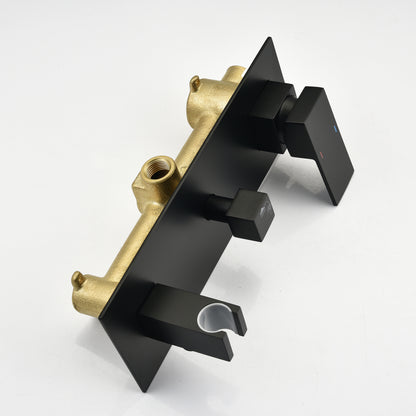 US Local Brass Matte Black Shower Faucet With Shower System, 10 Inch Shower Head And Handheld Spray Bathroom Deluxe Faucet Combination