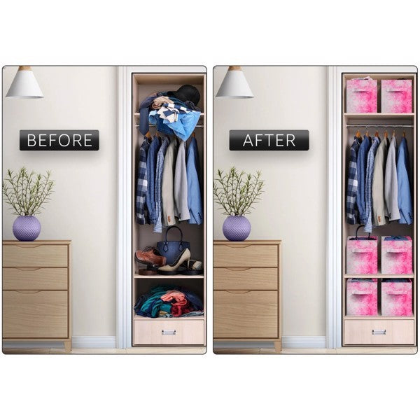 Colorful Foldable Storage Box, 6 Packs Of Foldable Storage Box With Handle
