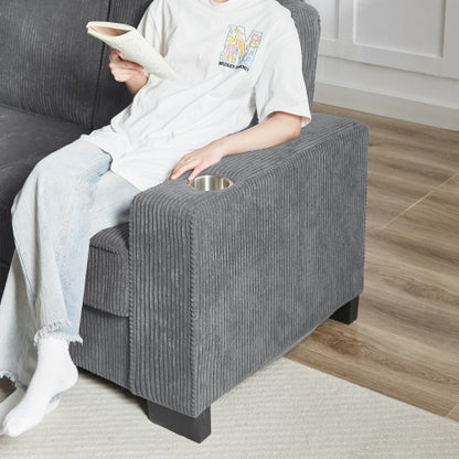 US Local 83.86Corduroy Fabric Sofa,Modern Compressed Couch,3-Seater Sofa, Furniture For Living Room,Bedroom,office