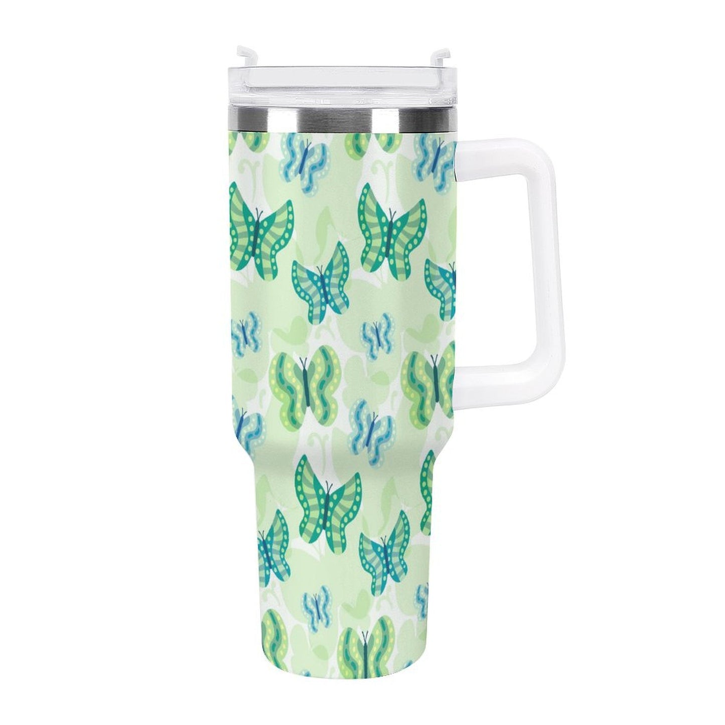 PHDT00519 POD US Local Tumbler 40oz Large Capacity Car Cup Butterfly Green