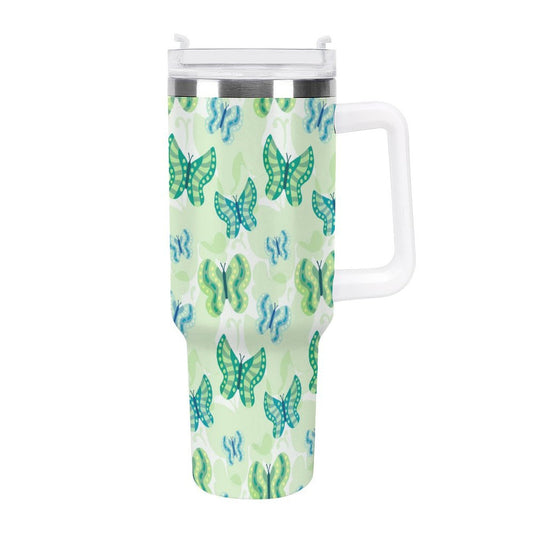 PHDT00519 POD US Local Tumbler 40oz Large Capacity Car Cup Butterfly Green