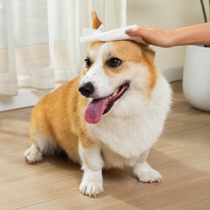 US Local PETMARVEL Silver Ion Antibacterial Dog Cat Wipes Unscented, Hypoallergenic For Paws Butt Face & Ear