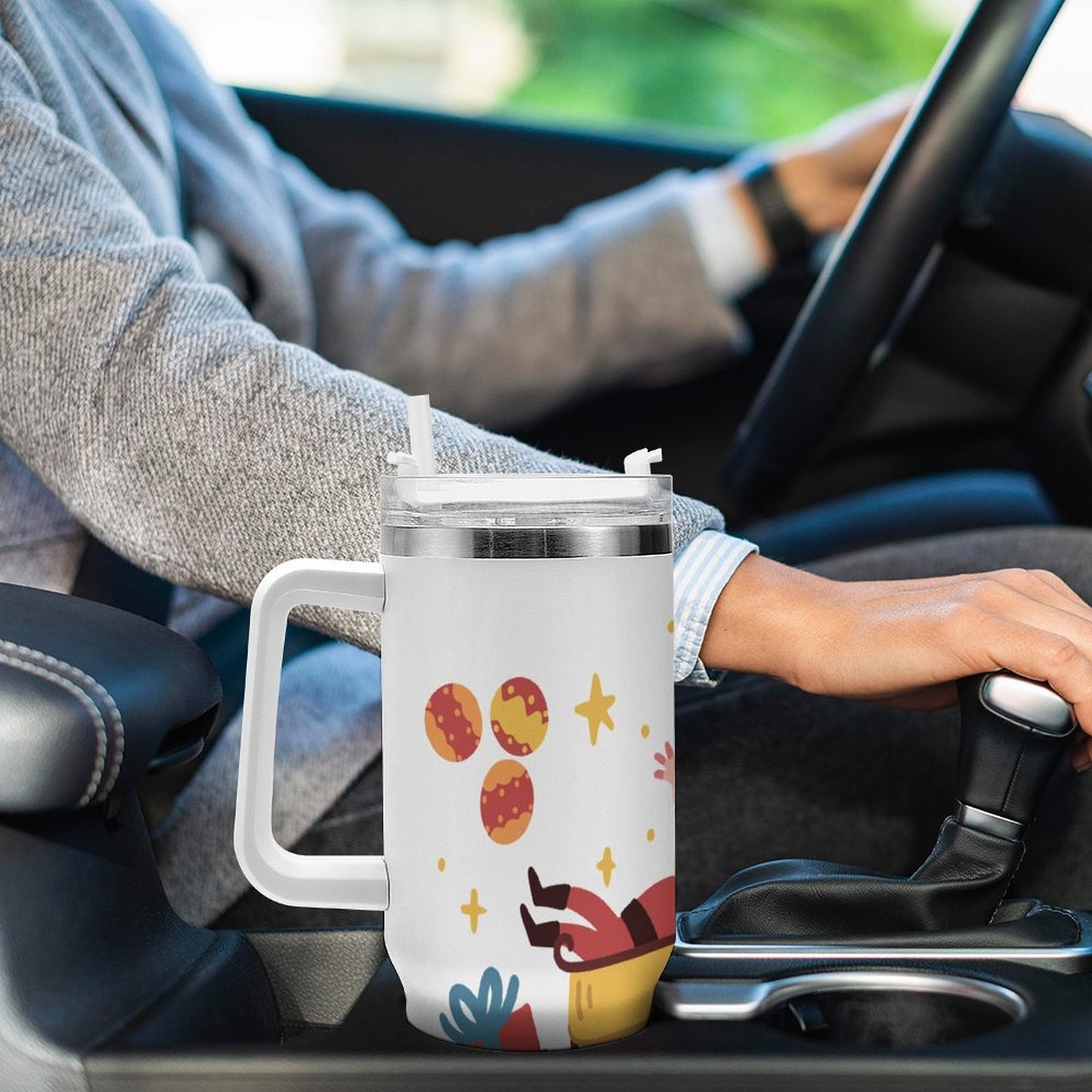 PHDT00152 POD US Local Tumbler 40 oz Large Capacity Car Cup Christmas Santa Claus Gift Star