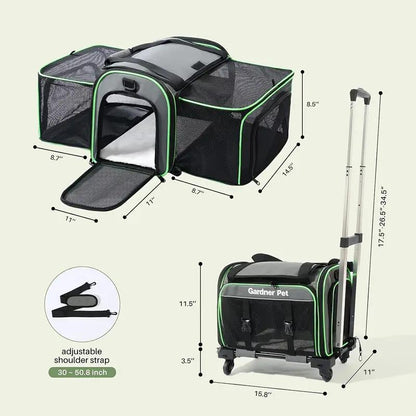 US Local Expandable, Foldable, Portable Pet Carrier With Wheels And Six Sides For Cats And Small Dogs.