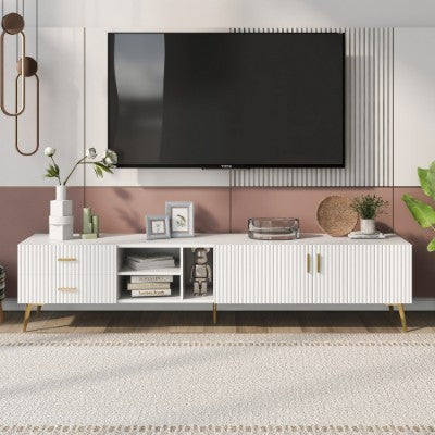 UK Local White TV Stand For 75-inch Televisions, Lowboards, TV Boards, TV Cabinet, Entertainment Center, TV Console Table, Modern Entertainment Center, Media Console White