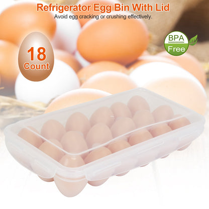US Local 2Pcs Plastic Egg Holder Stackable Egg Storage Box Egg Rack For Refrigerator 18 Cavity Per Container Dishwasher Safe