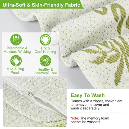 US Local S-L Size Options -- 1Pc Bamboo Memory Foam Sleep Pillow Contoured Cervical Orthopedic Pillow Neck Support Breath Pillow