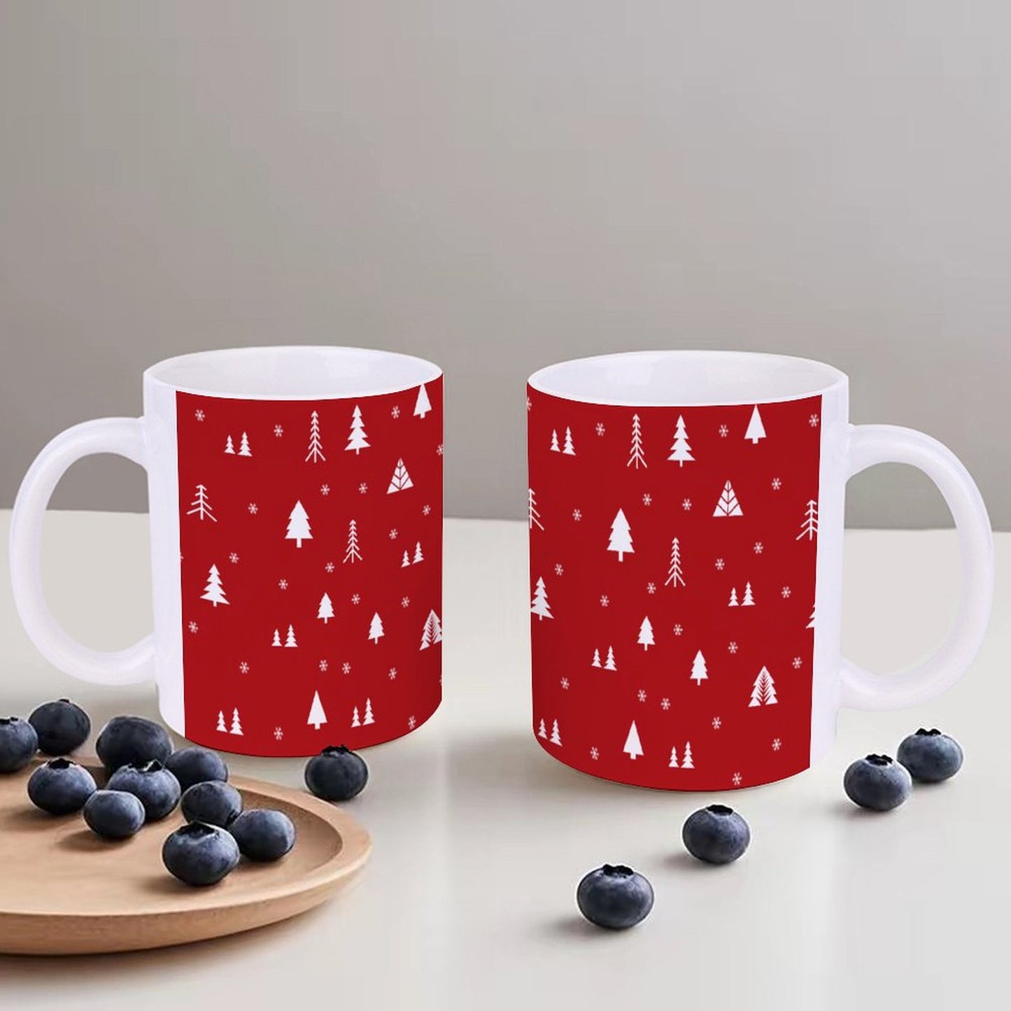 POD US Local White mug with full print, Christmas Trees 0006