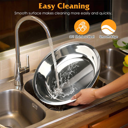 US Local 4 Pcs Chafing Dish Buffet Set 4.76QT Round Buffet Servers Food Warmer Stainless Steel Catering Chafer With Glass Lid For Warming Cooling Gatherings Banquets Buffets Party Wedding