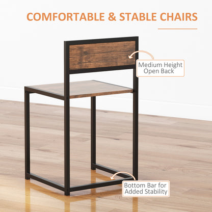 US Local Industrial Dining Table Set For 2 Compact Kitchen Table And Chairs Rustic Brown For Small Spaces