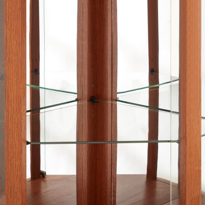 US Local Corner Lighted Curio Cabinet Corner Glass Cabinet Lighted Curio Cabinet Corner Display Case For Living Room, Curio Cabinet, Antique Collection, Wine,Bar Glass Storage Light Included,Dark Cherry