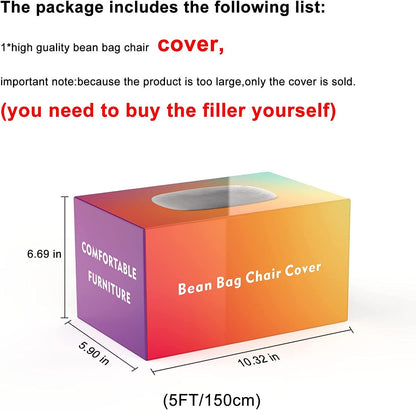 US Local Bag Chair Coverit Was Only A Cover, Not A Full Bean BagChair Cushion, Big Round Soft Fluffy PV Velvet Sofa Bed Cover,  Living Room Furniture,  Lazy Sofa Bed Cover,6ft Dark Grey